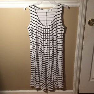 white and black stripped dress